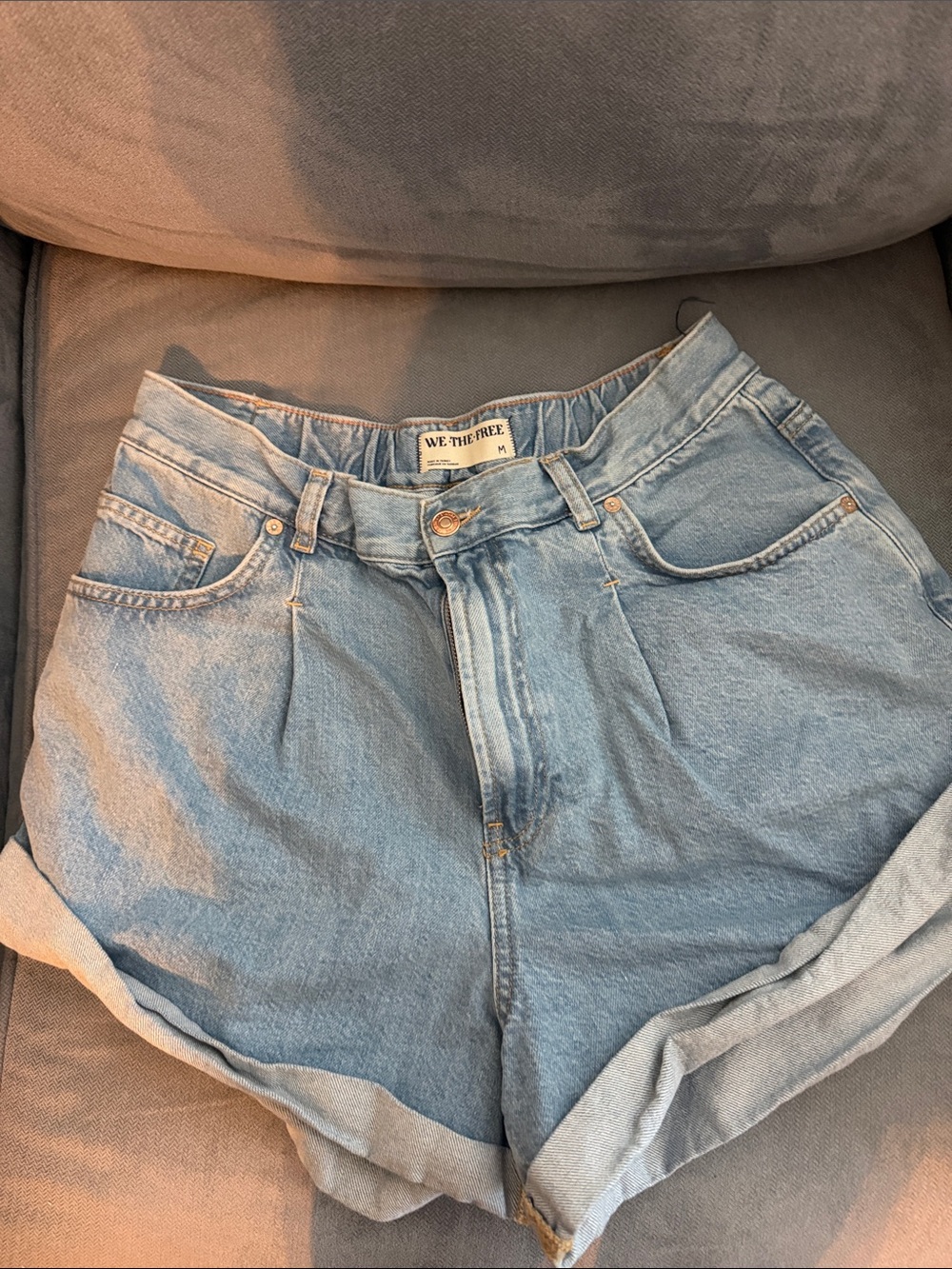 We The Free Light Blue Boyfriend Denim Shorts